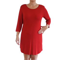Damen Nachthemd mit 3/4 Ärmeln Rot Größe XS - 5XL