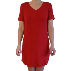 Damen Nachthemd mit Kurzen Ärmeln Rot Größe XS - 5XL