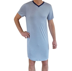 Herren Nachthemd mit Kurzen Ärmeln Hellblau Größe S - 5XL