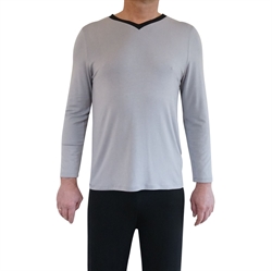 Herren Nachtbluse mit Langen Ärmeln Grau Größe 3XL